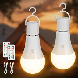 Kimjo Wiederaufladbare Glühbirne E27 7W mit Fernbedienung - 2 Stück, dimmbar und für Camping geeignet