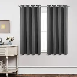 Joydeco Verdunkelungsvorhänge mit Ösen 2er Set, Hitzeschutz für Schlafzimmer und Wohnzimmer (Dunkelgrau)