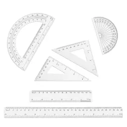 6er Linealset – 30 & 15 cm – Gerades Lineal, Winkelmesser & Dreieckslineal – Geometrieset für Schule, Büro & Zuhause