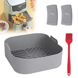 THATSRAD Silikonform für Heißluftfritteuse, eckig 20.5 cm, quadratischer Silikoneinsatz, Zubehör für Air Fryer