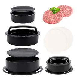 3-in-1 Burgerpresse mit 100 Burger-Papieren - Grillzubehör für leckere Hamburger und Patties