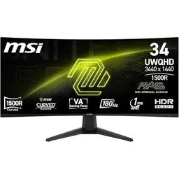 MSI MAG 346CQ 34" UWQHD Curved Gaming Monitor - 180Hz, 1ms, HDR Ready, Schwarz