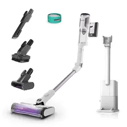 Shark Detect Clean & Empty Akku-Staubsauger, kabellos, bis 60 Min., für Tierhaare & Allergiker, mit LED-Licht & 3 Aufsätzen, weiß
