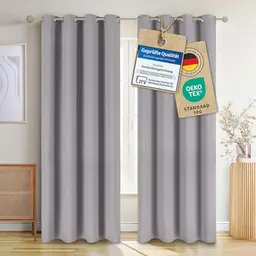 Blumtal Verdunklungsvorhänge 2er Set - Blickdichte Gardinen mit Ösen - Grau 175x140 cm