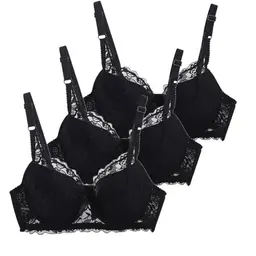 CSWH 3er Pack Damen Spitzen-BH Set mit verstellbarem Push Up - Bequeme Alltags-Unterwäsche