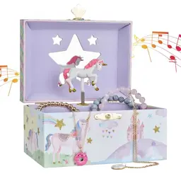 Jewelkeeper Musikalisches Schmuckkästchen Mädchen - Einhorn Design, Rosa Schmuckschatulle mit Musikspieluhr