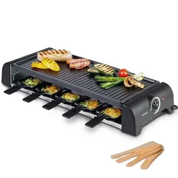Korona Raclette für 10 Personen | XXL mit 10 Pfannen & Holzspateln | Grillplatte mit Antihaftbeschichtung | 1500 Watt