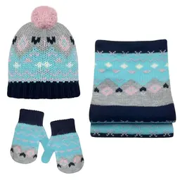 3in1 Set: Handschuhe, Mütze & Schal für Kinder, Wintermütze für Mädchen und Jungen, geeignet für 2-3 Jahre