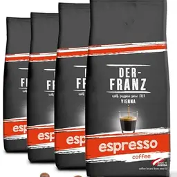 Der-Franz Espresso Kaffee, Intensität 5, Arabica und Robusta, ganze Bohnen, 4 x 1000 g