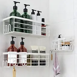 Uamector Duschablage - Rostfreies Badregal ohne Bohren, Organizer für Dusche (Weiße Farbe)