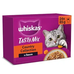 Whiskas 1+ Katzenfutter Tasty Mix Country Collection in Sauce, 24x85g (2 Packungen) – Hochwertiges Nassfutter für erwachsene Katzen