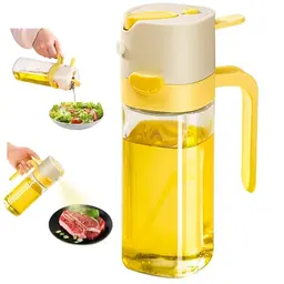 KTOPCOO Ölsprüher 530ml (Gelb) - 2-in-1 Sprühflasche für fettarme Öldosierung beim Marinieren und Grillen