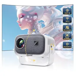 Jimveo Sky Mini Beamer 1080P Full HD 15000L mit WiFi, Bluetooth und 300'' Display