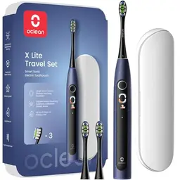 Oclean X Lite Schallzahnbürste Blau - Elektrische Zahnbürste mit 3 Ersatzköpfen, 5 Putzprogrammen und Reiseetui
