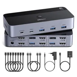UGREEN HDMI KVM Switch 2 PCs 2 Monitore 8K/60Hz 4K/240Hz mit USB 3.0 Ports - Kompatibel mit Windows, Linux und MacOS