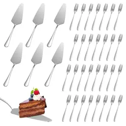 HOCUCHELAND Tortenheber Set mit Kuchengabeln und Kuchenmesser - 6 Tortenheber & 30 Kuchengabeln