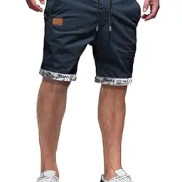 Meilicloth Herren Shorts Bermuda Chino aus Baumwolle mit elastischer Taille - Marine Blau, Größe 32