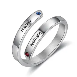 Personalisierter Rings with Name and Birthstones – Adjustable Gift for Mom, Wife, or Girlfriend