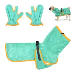 HEKOBAG 2 Stück Hundebademantel Extra Saugfähig XS - Schnelltrocknend und Trockenmantel für Kleine Hunde und Katzen (Grün)