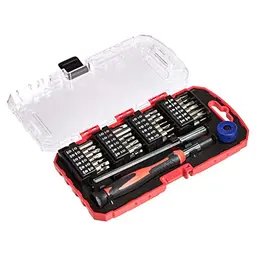 Amazon Basics 51-teiliges Präzisions-Schraubendreher-Set mit Torx-, Tri-Wing-, Hex- und Phillips-Bits, magnetisches Etui für Laptops, Smartphones, Uhren und Elektronik