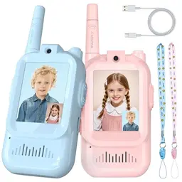 Walkie Talkie Kinder 2er Set - Aufladbares Spielzeug für Jungen und Mädchen (3-12 Jahre) - Rosa und Blau