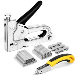 AECCN Handtacker Set - 3 in 1 Tacker für Holz und Stoff - Mit 2100 Klammern und Klammerentferner