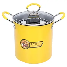 XIASABA 3 L Edelstahl Frittiertopf - Mini Fritteuse im Japanischen Stil mit Frittierkorb und Deckel