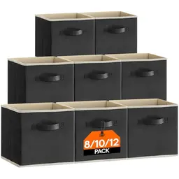 Lifewit Aufbewahrungsbox 8er Set, Faltbare Organizer für Kleiderschrank, Schwarz, 30 x 30 x 30 cm