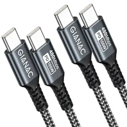 GIANAC 100W USB C auf USB C Kabel (2 Stück, 2M) - Schnellladekabel für iPhone 15 Pro, MacBook Pro, iPad Pro, Samsung Galaxy S23/S22/S21