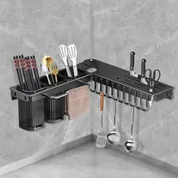 Faltbarer Messerhalter für Küchenmesser & Utensilien, 270° Eckregal, platzsparend, multifunktional