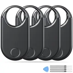 Air Tracker Tags 4er Pack, Bluetooth Schlüsselfinder für iOS, ideal für Gepäck und Schlüssel, mit austauschbarem Akku