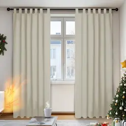 Deconovo Verdunkelungsgardinen 260x140 cm, Hellbeige, 2er Set