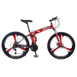 Faltbares Mountainbike 24/26 Zoll, Doppelfederung, 21-Gang, aus Stahl, für Erwachsene, Männer, Frauen & Teenager