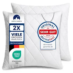 2er Set Polyester Kopfkissen (40x40 cm) - Waschbar bis 60° - Weiß - Dekokissen für Sofa und Bett