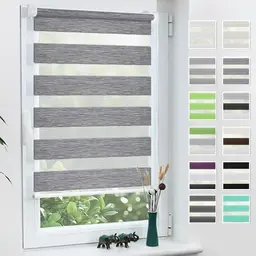 Grandekor Doppelrollo Klemmfix Marmor Grau 95x120cm ohne Bohren für Innen