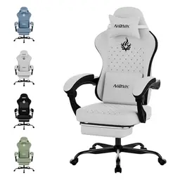 NIONIK Gaming Stuhl mit Fußstütze und Lordosenstütze, höhenverstellbar für E-Sports, Streaming und Homeoffice