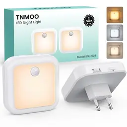 TNMOO LED Nachtlicht mit Bewegungsmelder, 2 Stück, 3 Farbtemperaturen, dimmbar - Ideal für Kinderzimmer, Schlafzimmer und Flur