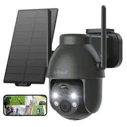 ieGeek 2K Solar Überwachungskamera Aussen, 360° PTZ mit PIR Bewegungsmelder, Farb-Nachtsicht, 2-Wege-Audio, kabellos
