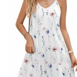 Zeagoo Damen Sommerkleid Spaghettiträger Blumen Minikleid Ärmellos Boho