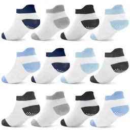 ELUTONG Antirutsch Socken für Babys, 12 Paar Rutschfeste Stoppersocken, 6-12 Monate, Farbvariation