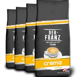 DER-FRANZ Kaffee Crema, 100% Arabica, ganze Kaffeebohnen, 4 x 1000 g