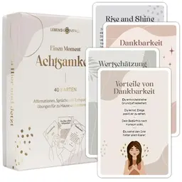 LEBENSKOMPASS 40 Achtsamkeitskarten - Positive Affirmationen & Übungen für Erwachsene als Achtsamkeit Geschenk
