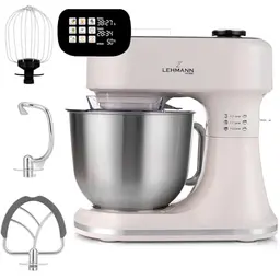 LEHMANN Küchenmaschine 1500W mit Display, 12 Geschwindigkeiten und 5L Rührschüssel, Beige