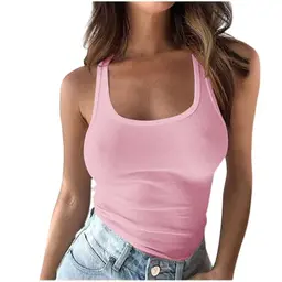 HOOUDO Damen Tank Top - Sommer Shirt mit V-Ausschnitt, Ärmellos und Bauchfrei