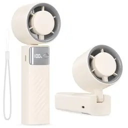 Fitabok Handventilator, tragbar, wiederaufladbar, 4000 mAh, 115° Drehung, LED, ideal für Büro, Outdoor & Reisen