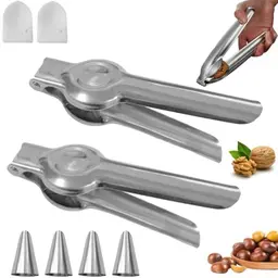 PLUSHCEWT 8er Set Edelstahl Maroni Schneider mit Fingerschutz – Nussknacker für Küche & Haushalt