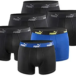 PUMA Herren Boxershorts 6er Pack - Schwarz-Blau-Gelb - Größe L