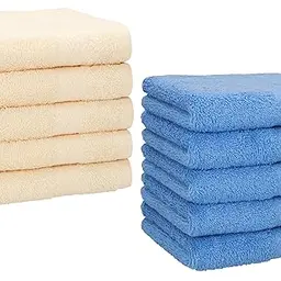 Betz 10 Stück Premium Seiftücher 100% Baumwolle 30x30 cm in Beige und Hellblau