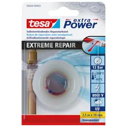 tesa extra Power Extreme Repair - Selbstverschweißendes Silikonband - 2,5 m - Transparent