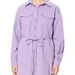 NA-KD Damen Oversized Hemd mit Gürtel, Violett, Größe 34